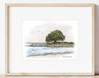Cleveland Edgewater Park Print: Willow Tree, Lake Erie Home Decor (Digital Download)
