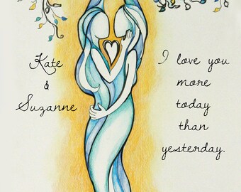 Gay Art Gay Pride Lesbian Lesbian Valentine Gay Wedding | Etsy