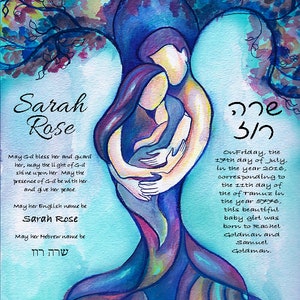 Jewish Baby Naming Certificate - Jewish baby gift, Tree of Life, Bris, Brit Milah, Baby Shower, New Baby, Baby girl, Baby boy, New Baby Gift