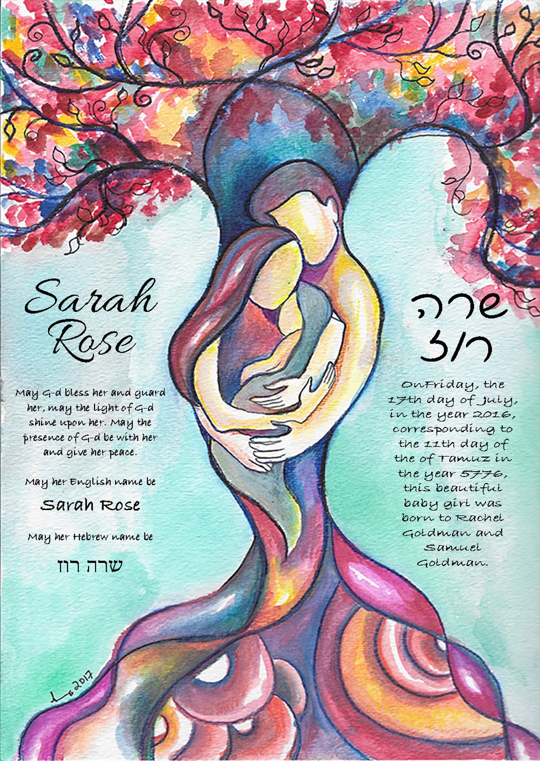 Jewish Baby Naming Certificate - Baby Naming Ceremony, Tree of Life ...