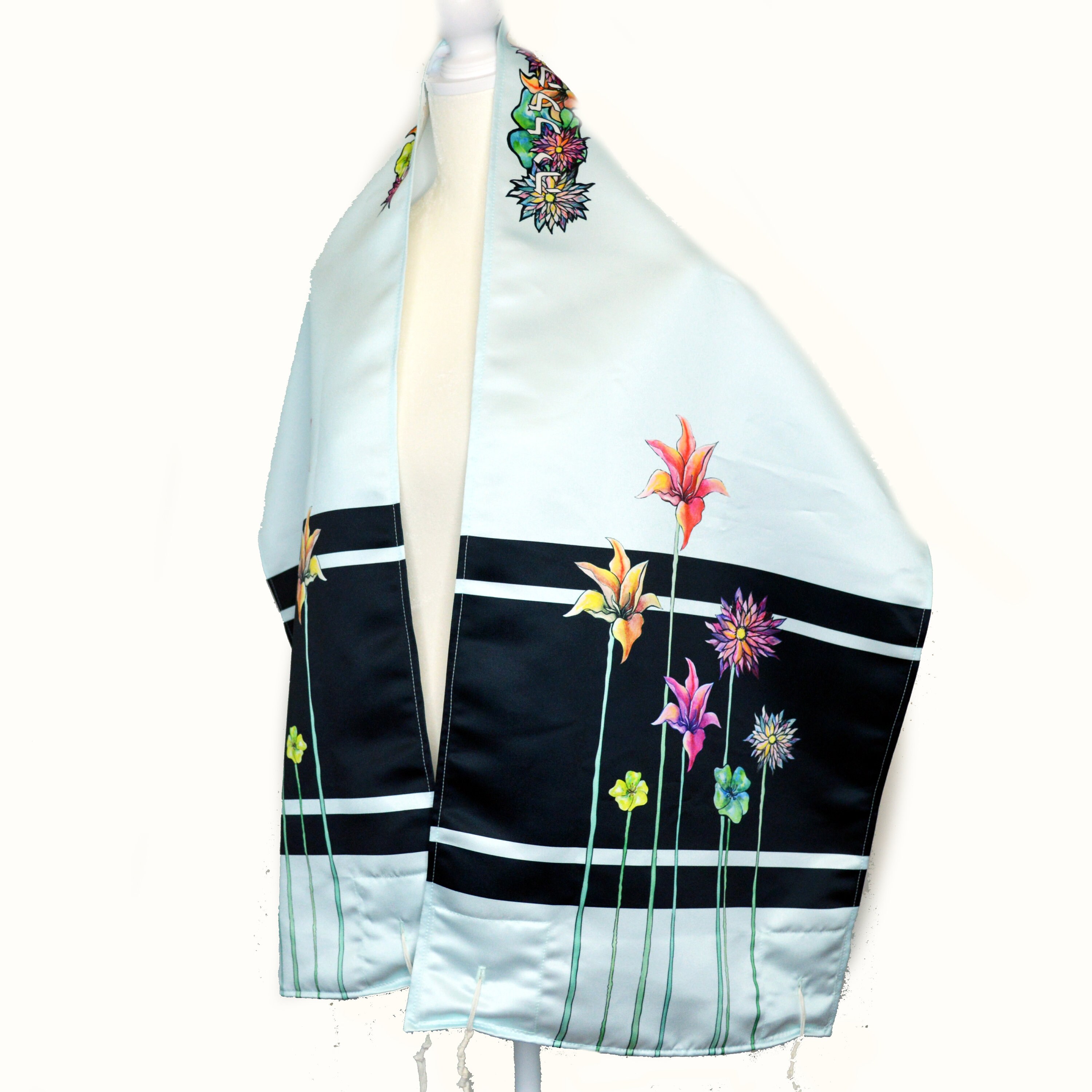 Flowers Tallit Prayer Shawl, Jewish Prayer Shawl, Tallis, Bat Mitzvah Gift, Bar Mitzvah Gift, Tallit for Women, Tallit for Girls