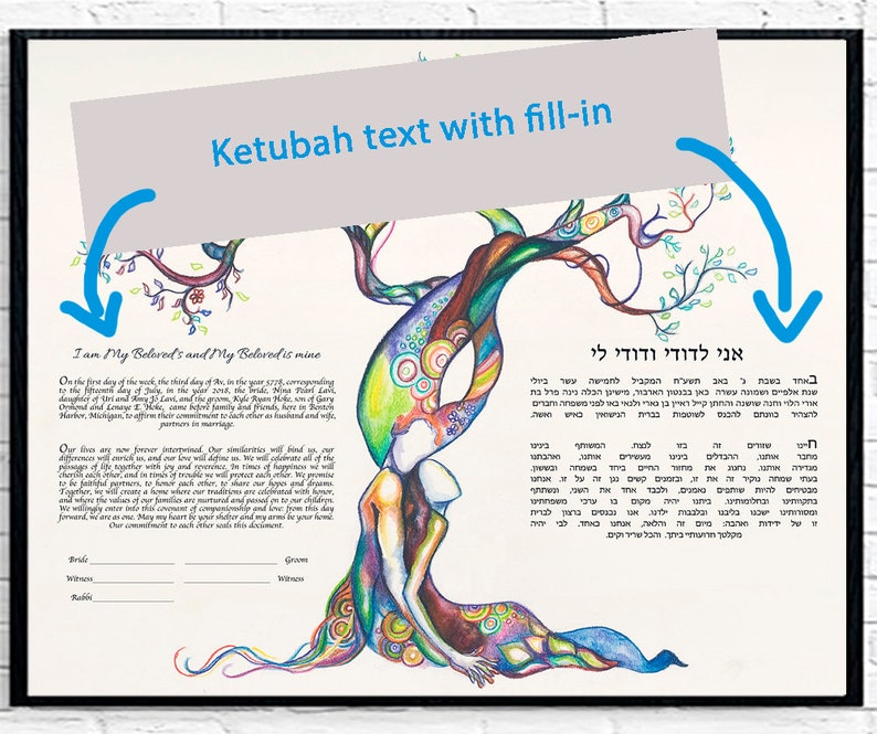 Ketubah marriage contract, customized ketubah, modern ketubah, interfaith ketubah, ketubot, ketubahs, Jewish wedding, personalized ketubah image 4