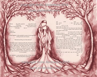 Watercolor Ketubah, Orthodox ketubah, Conservative ketubah, interfaith ketubah, modern ketubah, Jewish wedding, katuba, ketuba