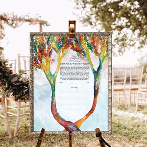 Bunte Bäume Hochzeitsurkunde / Quäker Heiratsurkunde / Hochzeitsgelübde individuell Kunst