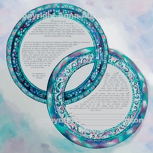 Ketubah, ketubah acuarela, ketubah interreligioso, ketubah moderno, katubah judío, certificado de matrimonio, boda judía, ketubahs