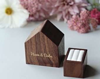 Personalized double wedding ceremony ring box, wooden ring bearer box, wedding ring holder, wedding keepsake box