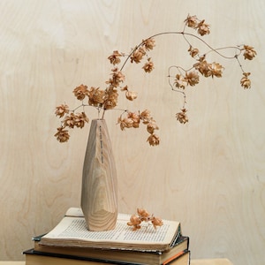 Unique holiday gift, minimalist flower vase, table centerpiece, personalized wood vase inspirational gift, spiritual gift, unisex gift image 1