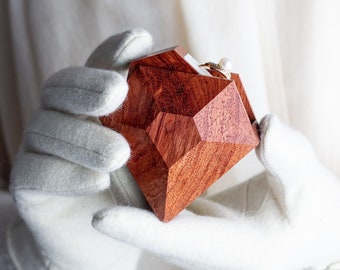 Engagement ring box - unique ring box - diamond shape ring display box by Woodstorming