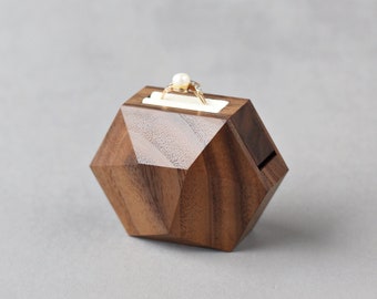 Unique rotating ring box - wood engagement ring box - small ring display box by Woodstorming