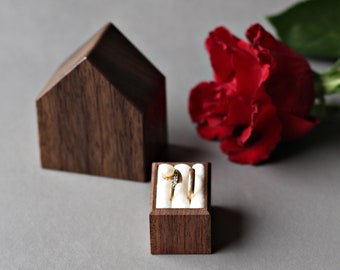 Wedding ceremony ring box, double ring box, wooden ring bearer box, wedding ring holder