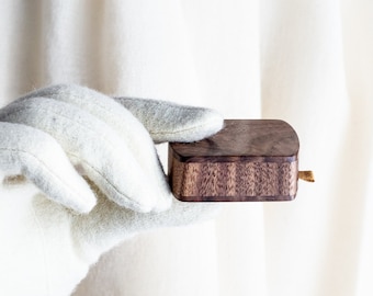 Unique slim engagement ring box, small wooden proposal ring box,  pocket size ring holder by Woodstorming