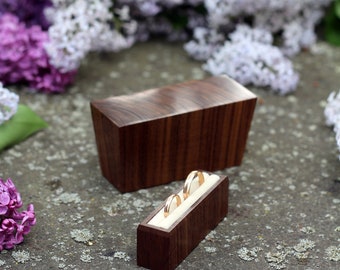 Elegant handmade wedding ring box for ceremony, ring bearer box, double ring box, ring display box, wedding ring holder