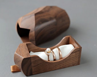 Wedding ceremony ring box, double wedding ring box, proposal ring box, anniversary ring box, unique keepsake box by Woodstorming