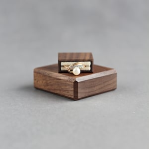 Engagement ring box, slim ring box, small wood ring case, ring display box by Woodstorming image 1