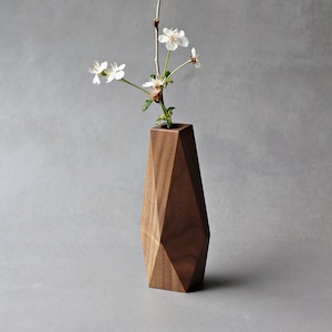 Faceted wood vase minimalist flower vase bud vase table centerpiece stick vase stem vase image 2