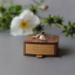 Personalized wooden box, slim engagement ring box, tiny proposal ring box Woodstorming image 1