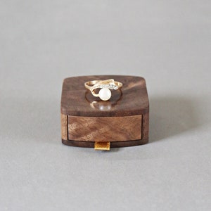 Unique slim engagement ring box, small wooden proposal ring box, pocket size ring holder by Woodstorming image 3