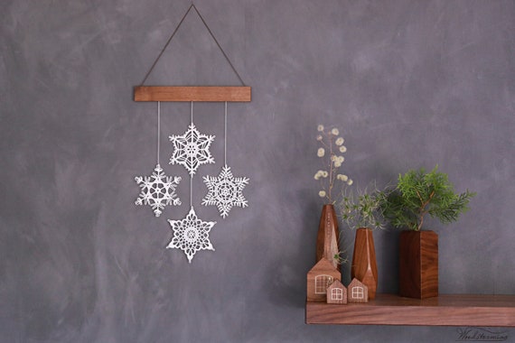 Holiday Decor, Hanging Wall Decoration, Unique Home Decor, Crochet  Snowflake Mobile, Christmas Wall Decor, Boho Wall Decor, Unique Wall Art 