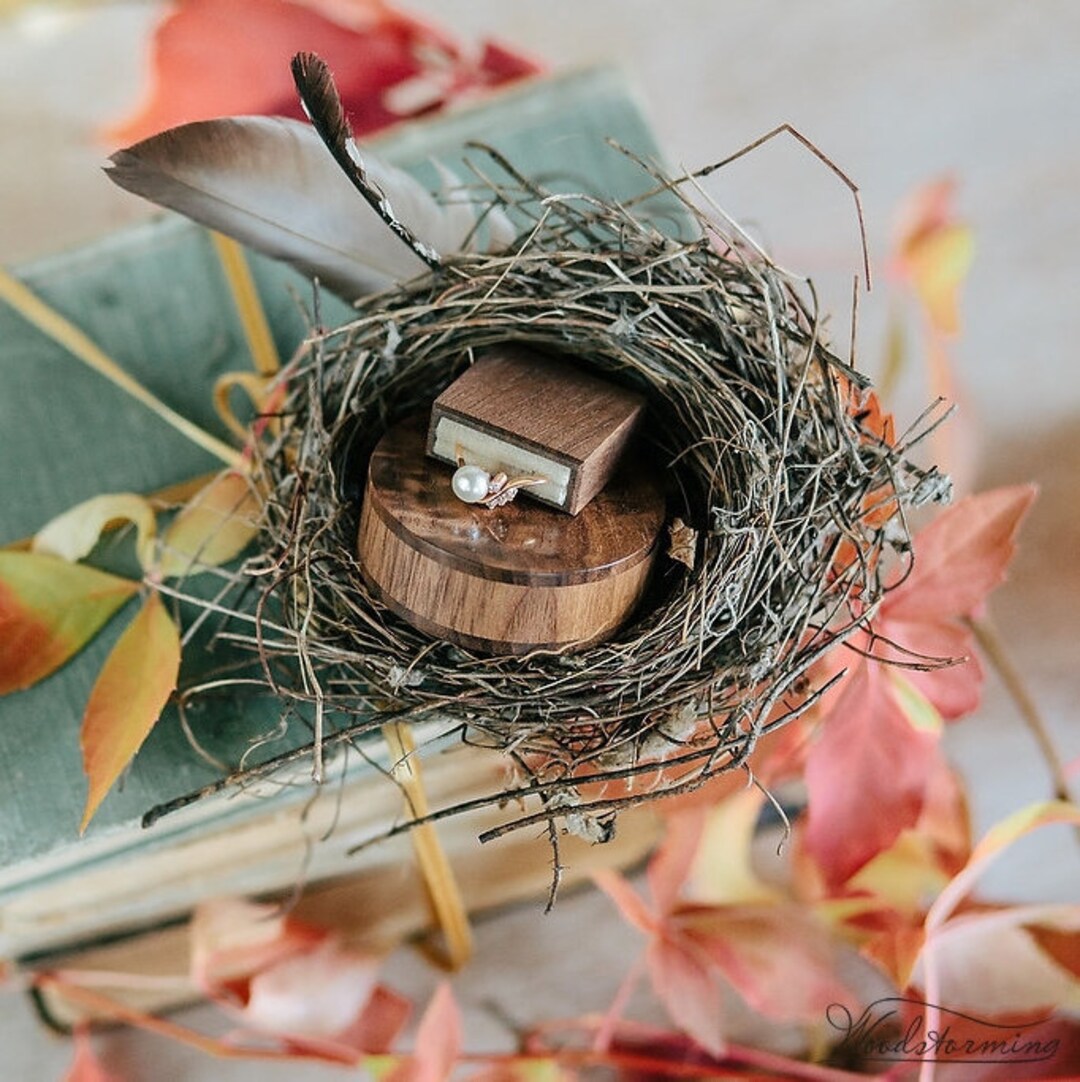 Compact Ring Frame Slim Round Engagement Ring Box, Tiny Pocket Size Proposal Box, Unique ...