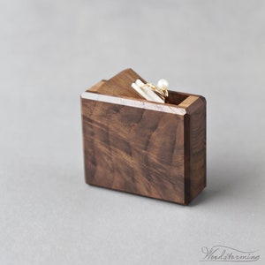 Secret ring box, proposal box, rectangular rotating ring display box, minimalist ring case by Woodstorming
