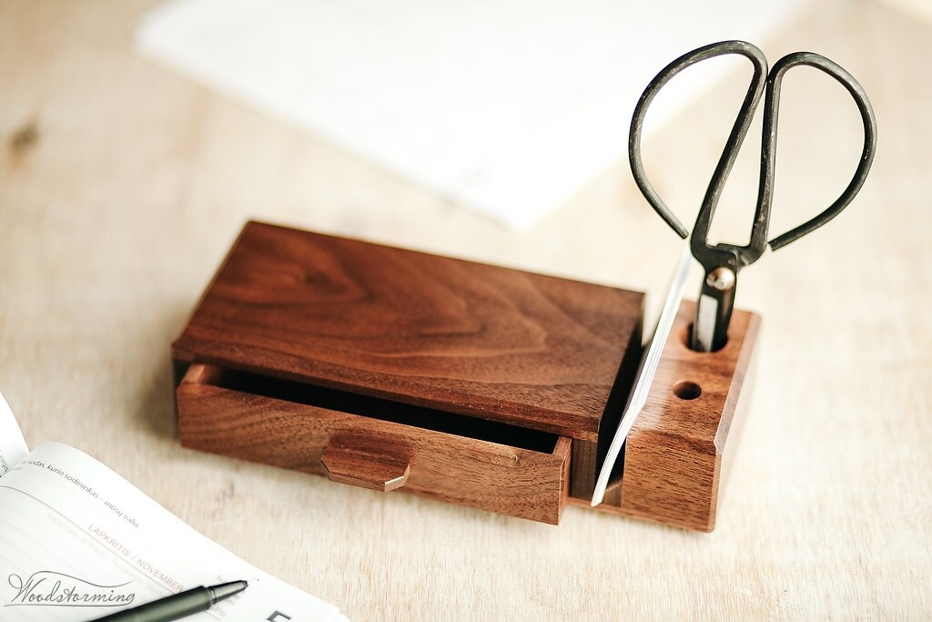 Organisateur de Bureau à Domicile - Organisateur en Bois avec Tiroir Élégant Rangement Fait sur Comm