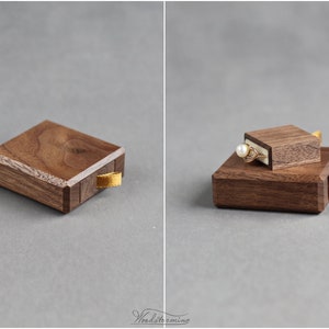 Engagement ring box, slim ring box, small wood ring case, ring display box by Woodstorming image 3