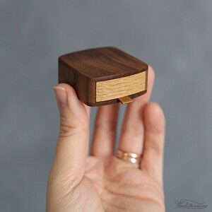 Personalized wooden box, slim engagement ring box, tiny proposal ring box Woodstorming image 3