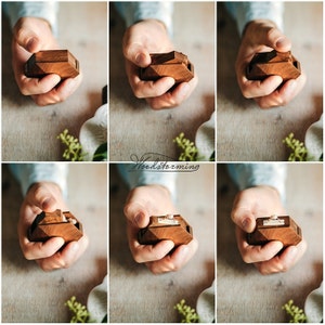 Unique ring box diamond shape walnut engagement ring box ring display box by Woodstorming image 9