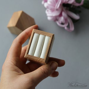 Double ring box for wedding ceremony, wooden ring bearer box, ring holder and family keepsake, ring display box image 3