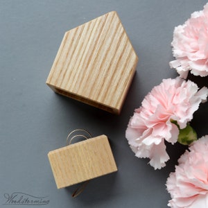 Double ring box for wedding ceremony, wooden ring bearer box, ring holder and family keepsake, ring display box image 2