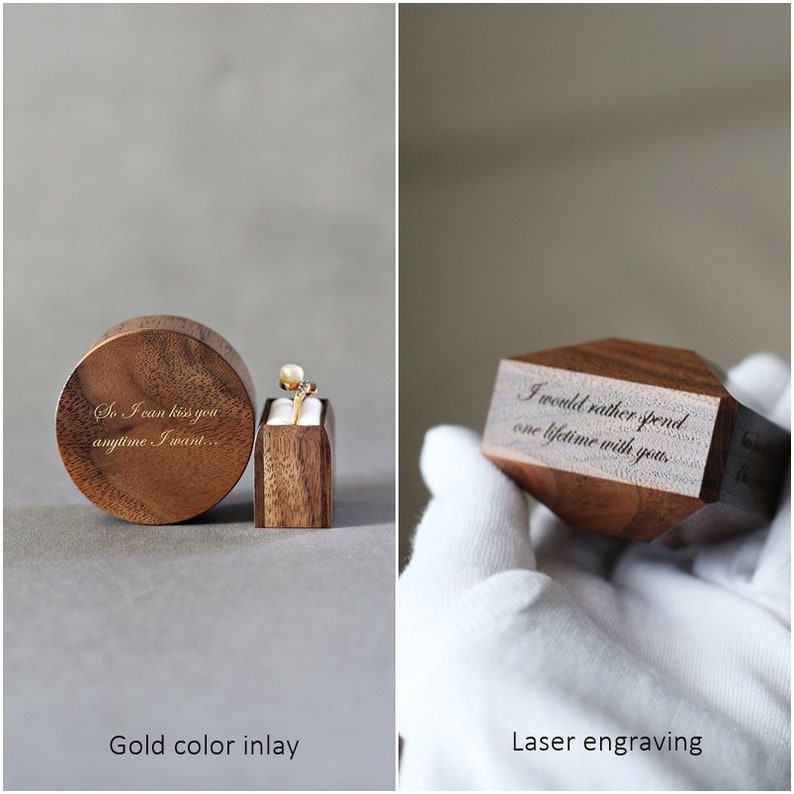 Engagement ring box, slim ring box, small wood ring case, ring display box by Woodstorming image 7