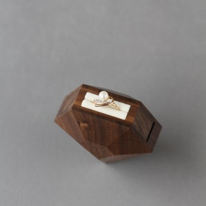 Unique ring box diamond shape walnut engagement ring box ring display box by Woodstorming image 7