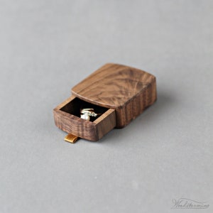 Unique slim engagement ring box, small wooden proposal ring box, pocket size ring holder by Woodstorming image 6