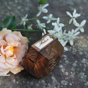 Wooden hexagon ring box, ring proposal box, modern minimalist ring box, ring display box by Woodstorming image 3