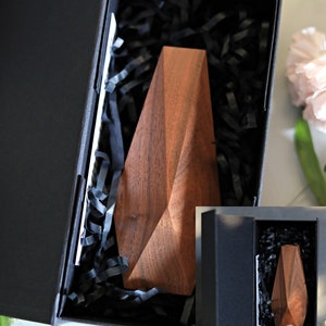 Faceted wood vase minimalist flower vase bud vase table centerpiece stick vase stem vase Black gift box