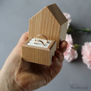 Double ring box for wedding ceremony, wooden ring bearer box, ring holder and family keepsake, ring display box image 7