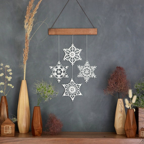 Holiday Decor, Hanging Wall Decoration, Unique Home Decor, Crochet  Snowflake Mobile, Christmas Wall Decor, Boho Wall Decor, Unique Wall Art 
