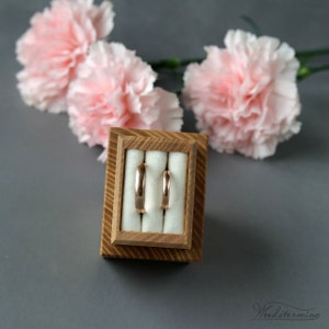 Double ring box for wedding ceremony, wooden ring bearer box, ring holder and family keepsake, ring display box image 5