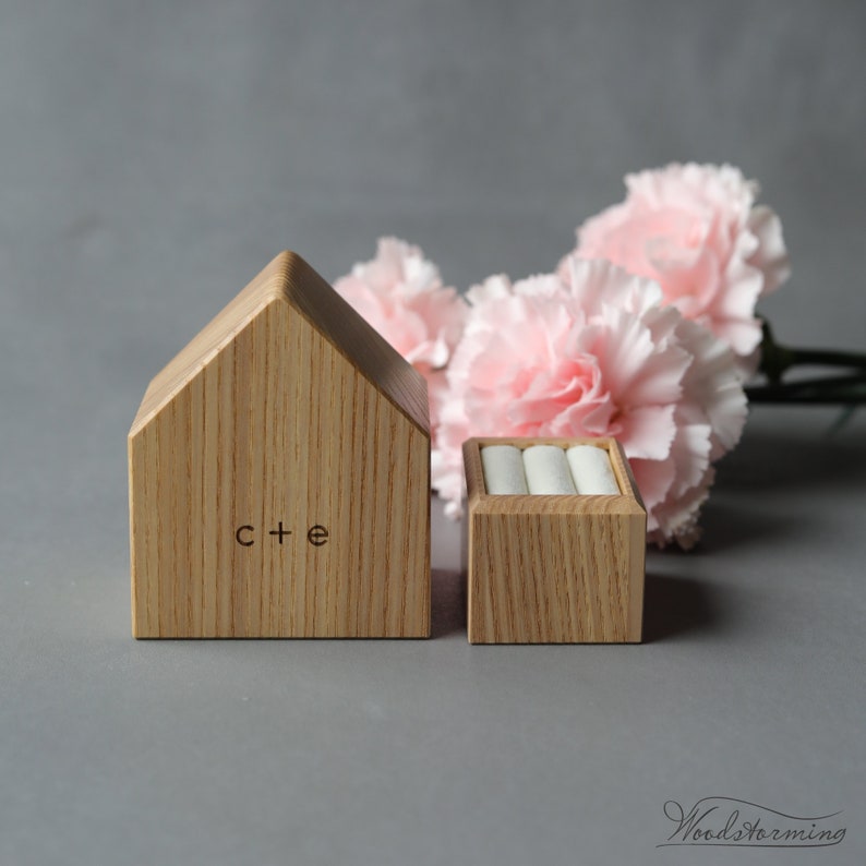 Double ring box for wedding ceremony, wooden ring bearer box, ring holder and family keepsake, ring display box image 8