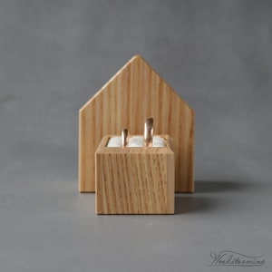 Double ring box for wedding ceremony, wooden ring bearer box, ring holder and family keepsake, ring display box image 6