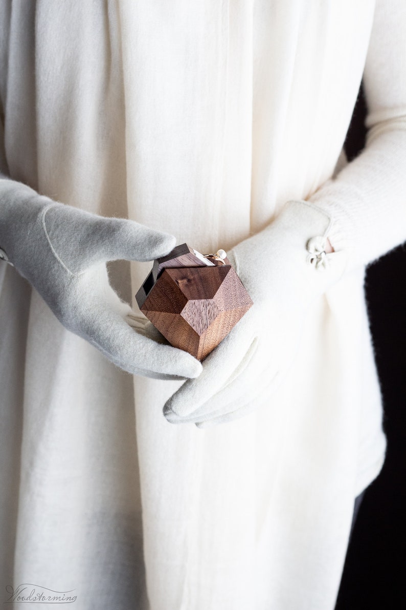 Ring Display Box Engagement Ring Box Diamond Shape Walnut Etsy