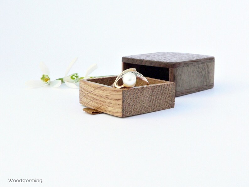 Slim ring box flat ring box Woodstorming proposal ring box personalized gift thin engagement ring box
