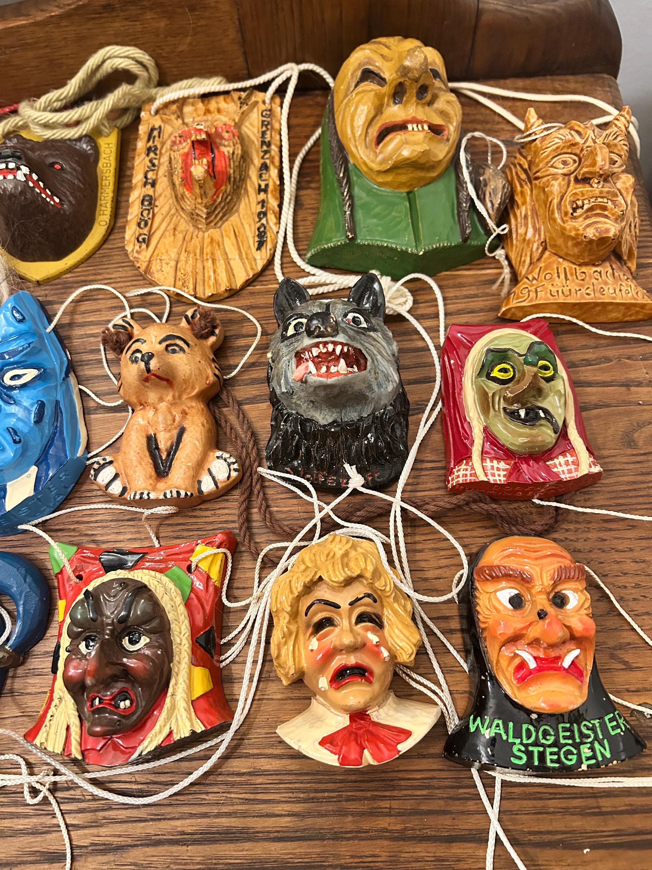 Mini Masks Vintage German Fasnacht Mini Masks Lot of 23 Resin & Plaster Carnival ...
