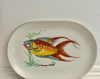 Vintage Italian Fish Platter Monopoli Porcellana d’Italia Coastal Serving Tray