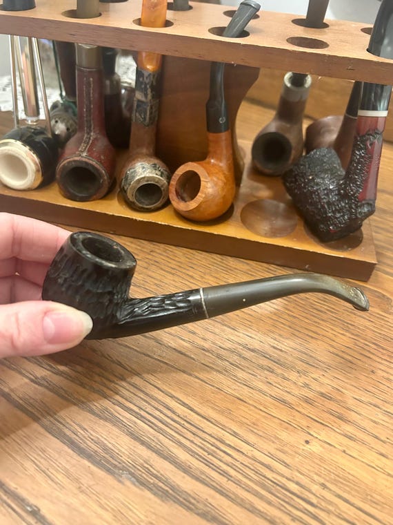 Whitehall Garrison Italian Briar Smoking Pipe Rusticated Bent Billiard  Vintage