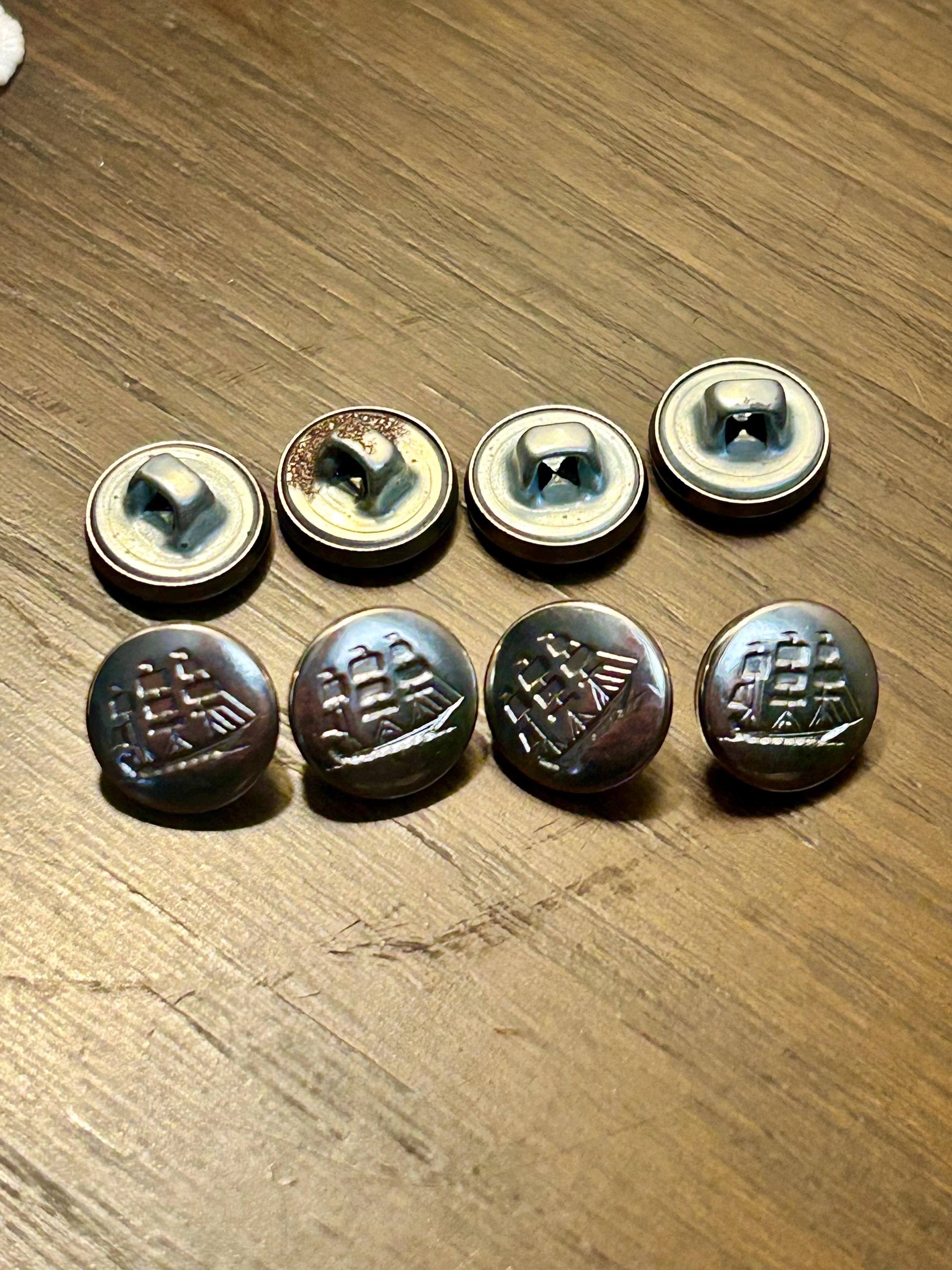 Ship Button Vintage Ship Buttons Set of 8 Nautical Sailboat Metal - Small Shank ...