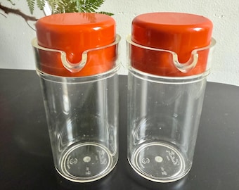 Vintage 1979 Andre Morin Orangen Vorratsdosen - Mid-Century Modern Küchen Aufbewahrung - 2er Set