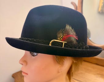 Golden Gate Hate Co Vintage Fedora Blue Feather Wool 71/4  display picture 3