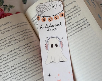 Audiobook Ghost Halloween Bookmark: Gift for Book Lovers