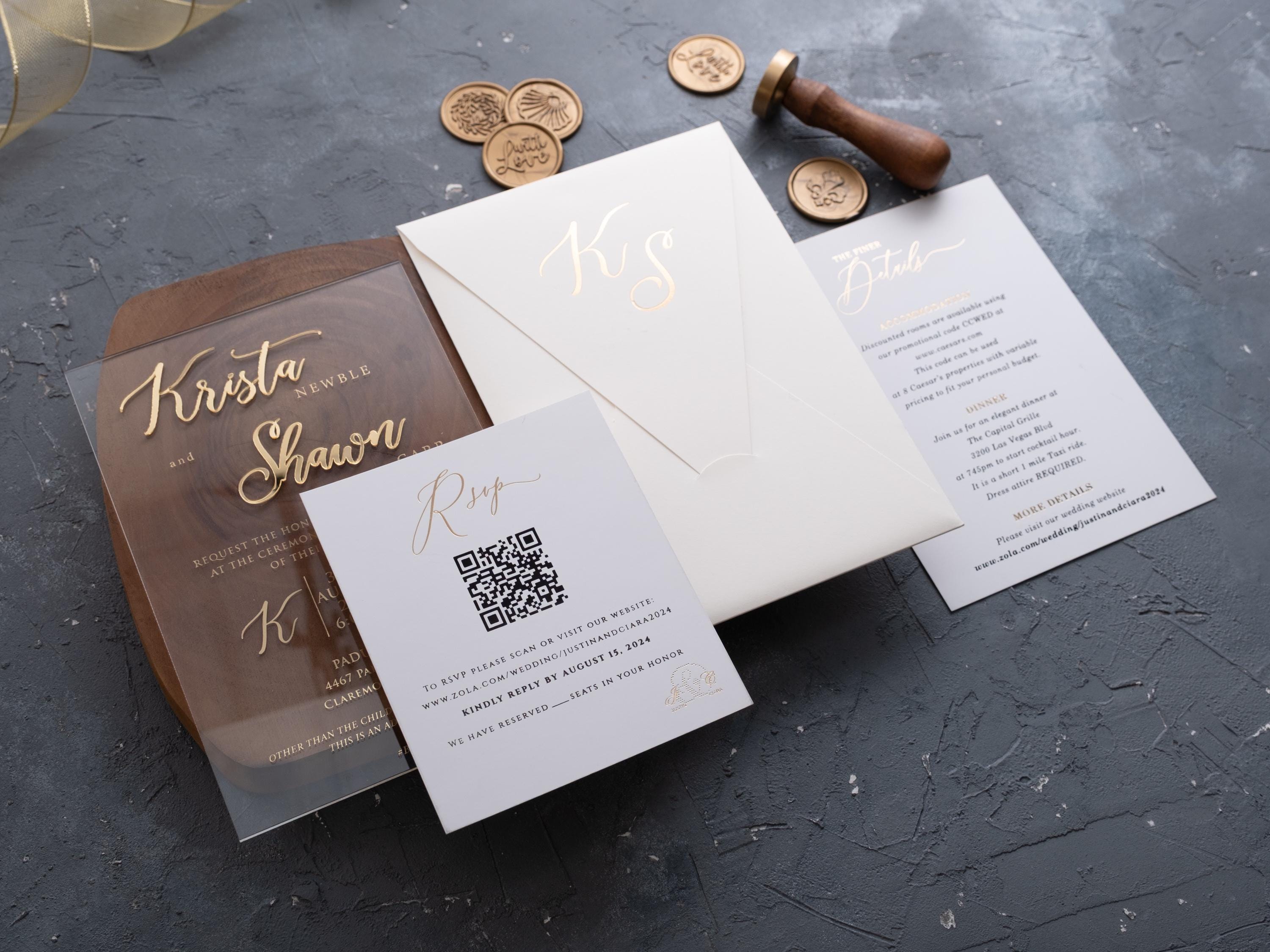 Gold Mirror Acrylic Wedding Invitation